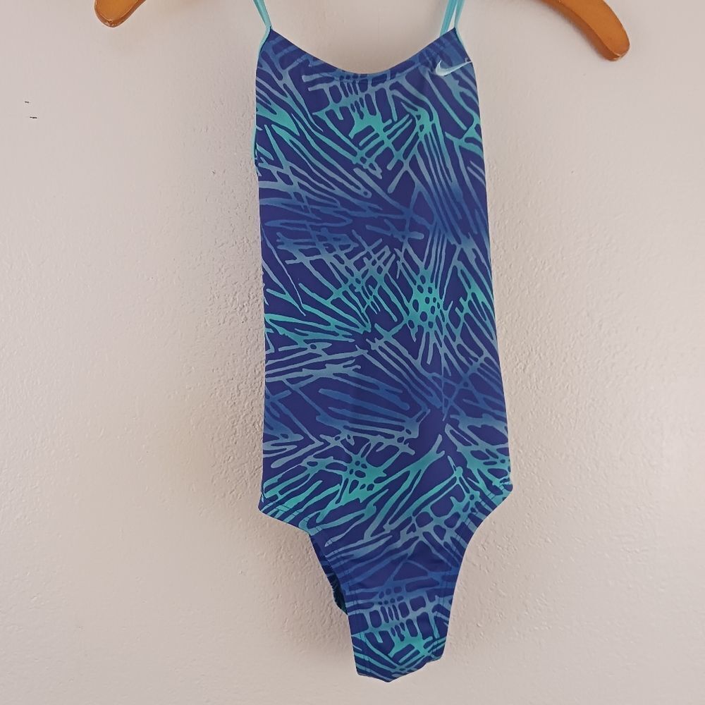 Nike printed blue swimsuit size 10